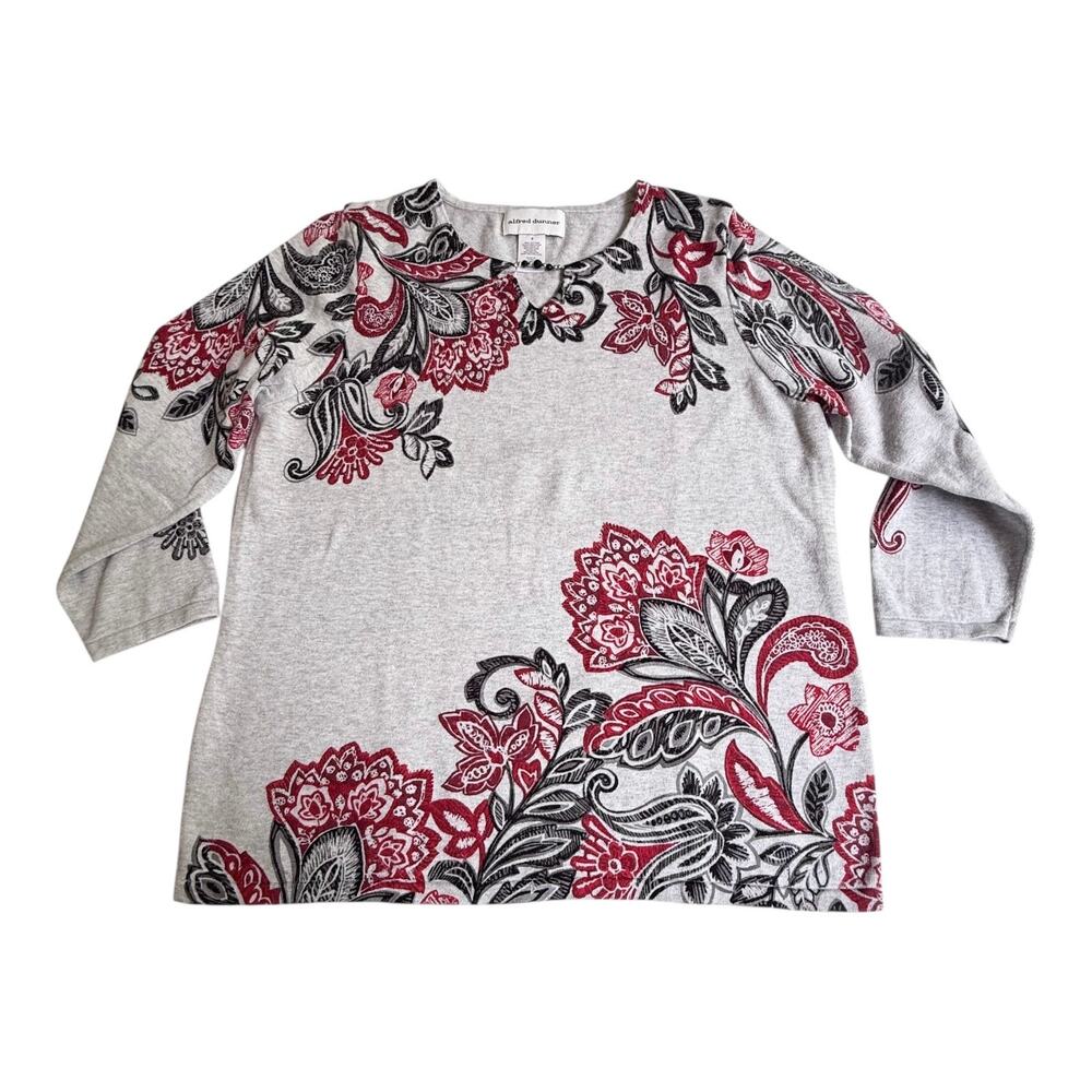 Alfred Dunner Paisley Scroll SWEATER Top Women's SM 100% Cotton Pullover Soft
